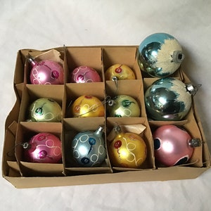 Vintage Christmas Ornaments Glass Ornaments Mercury Glass Set of 12 Ornaments