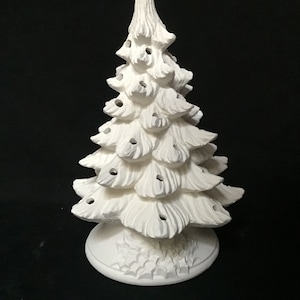 Ceramic Christmas Tree Ready to Paint 10”  Bisque Tree Complete With Plastic Lights and Light Kit