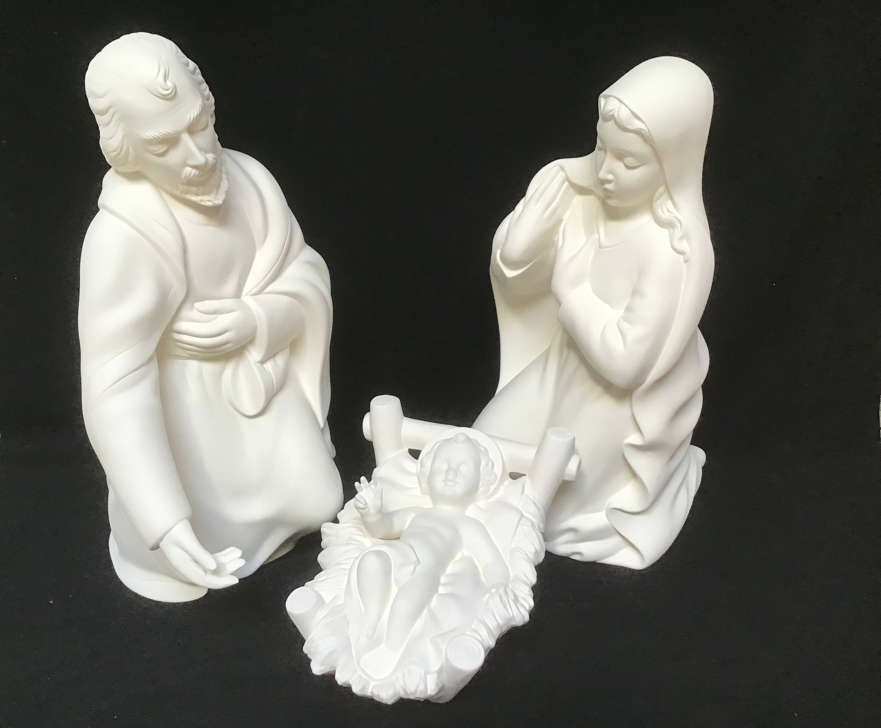 Ceramic Bisque Nativity Set Holy Trinity Extra Large Figurines Etsy