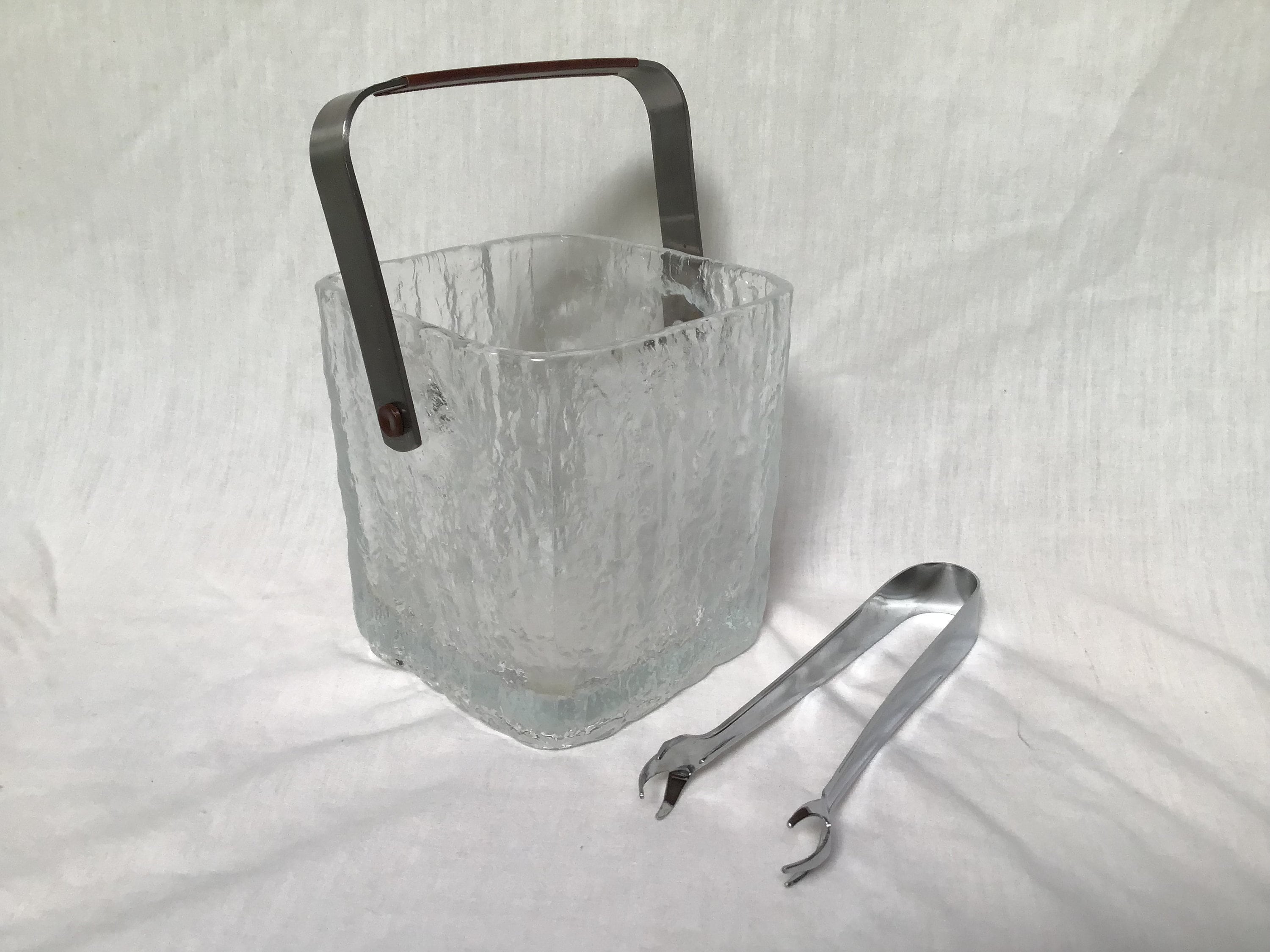 Crystal Ice Bucket and Tongs Vintage Ice Set Ice Buckets Drink