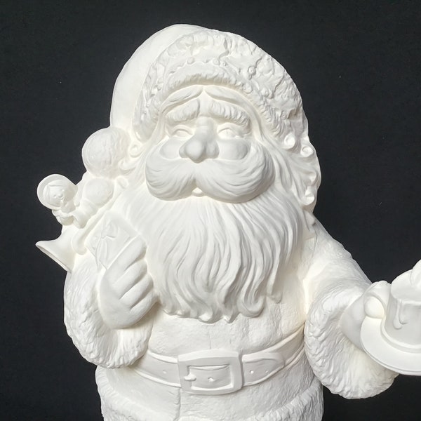 Ceramic Santa Claus Extra Large Santa Claus With Toys and Candle Holder Ready to Paint