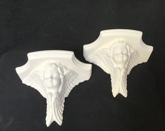 Keramik-Bisque-Engel-Wand-/Regal-Wandleuchten