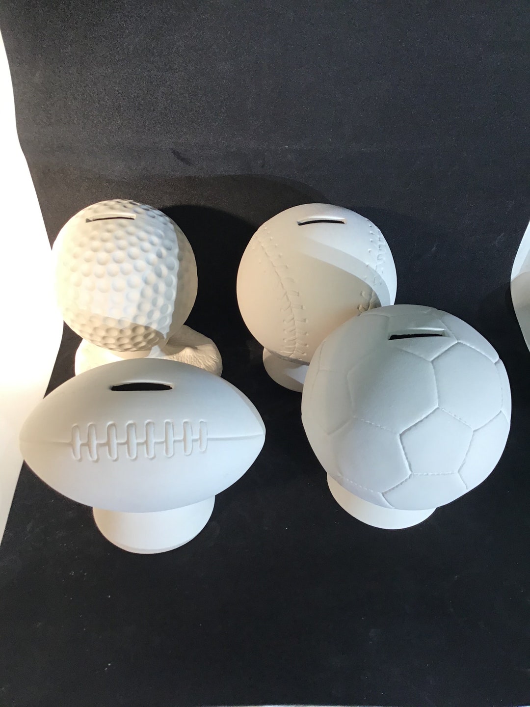 Ceramic Bisque Sports Bank Golf Ball Football Baseball Ready to Paint