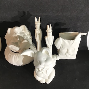Ceramic Bisque Easter Ready to Paint Ceramics Unpainted Ceramic Rabbits Rabbit Box