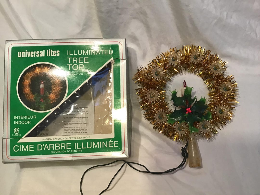 Vintage Gold Tinsel Star Christmas Tree Topper Illuminated Tree Top - Etsy