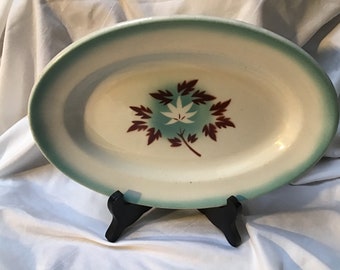 Vintage Grindley Vitrified Platter Hercules Pattern Numbered 3-3 Turquoise Leaves Art Deco