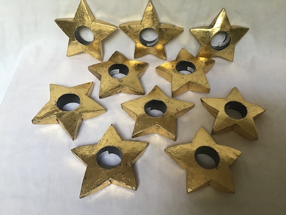 Napkin Rings Star Shaped Gilt Napkin Holder Wooden Gold Star