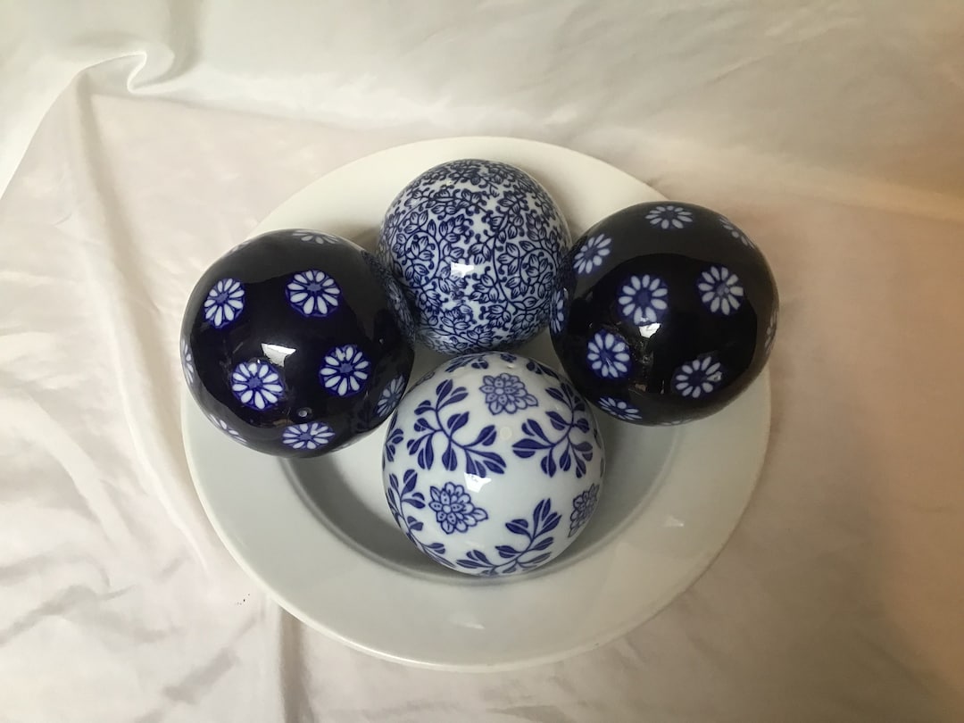 Vintage Blue and White Porcelain Balls Chinoiserie Balls Etsy