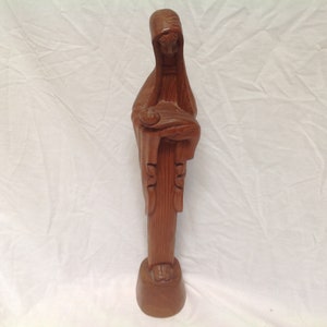 Madonna and Child Virgin Mary Wooden Religious Statue Handcarved Free Delivery