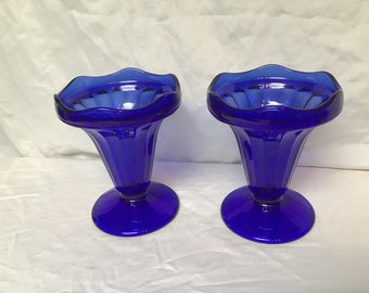 Hand-blown Large Glass Jug or Pitcher Cobalt Blue Vertically Fluted, Circa  1920s at 1stDibs