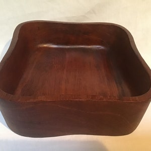 Teak Bowl Large Square Teak Bowl MCM Retro Danish Bowl