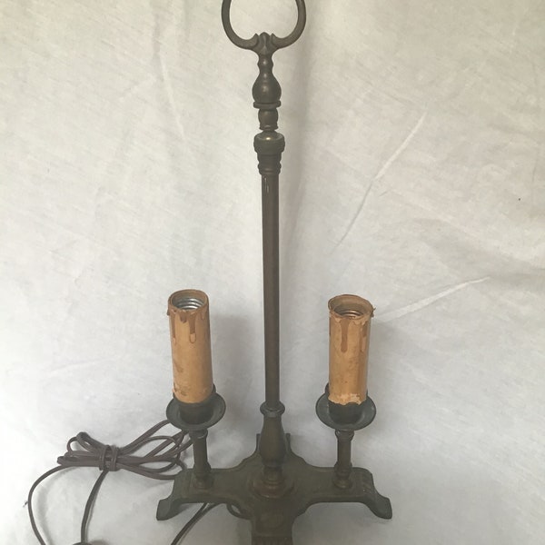 Hubley Table Lamp Rare Working Double Lights Cast Iron USA