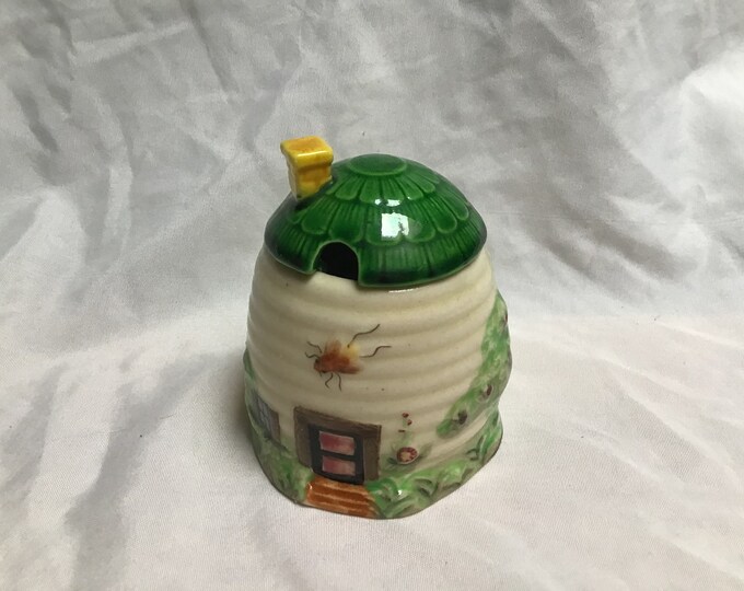 Vintage Honey Jar, Honey Bee Jar, Bumblebee Ceramic Glazed, Honey Pot