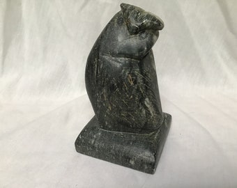 Owl Soapstone Sculpture Handmade MCM