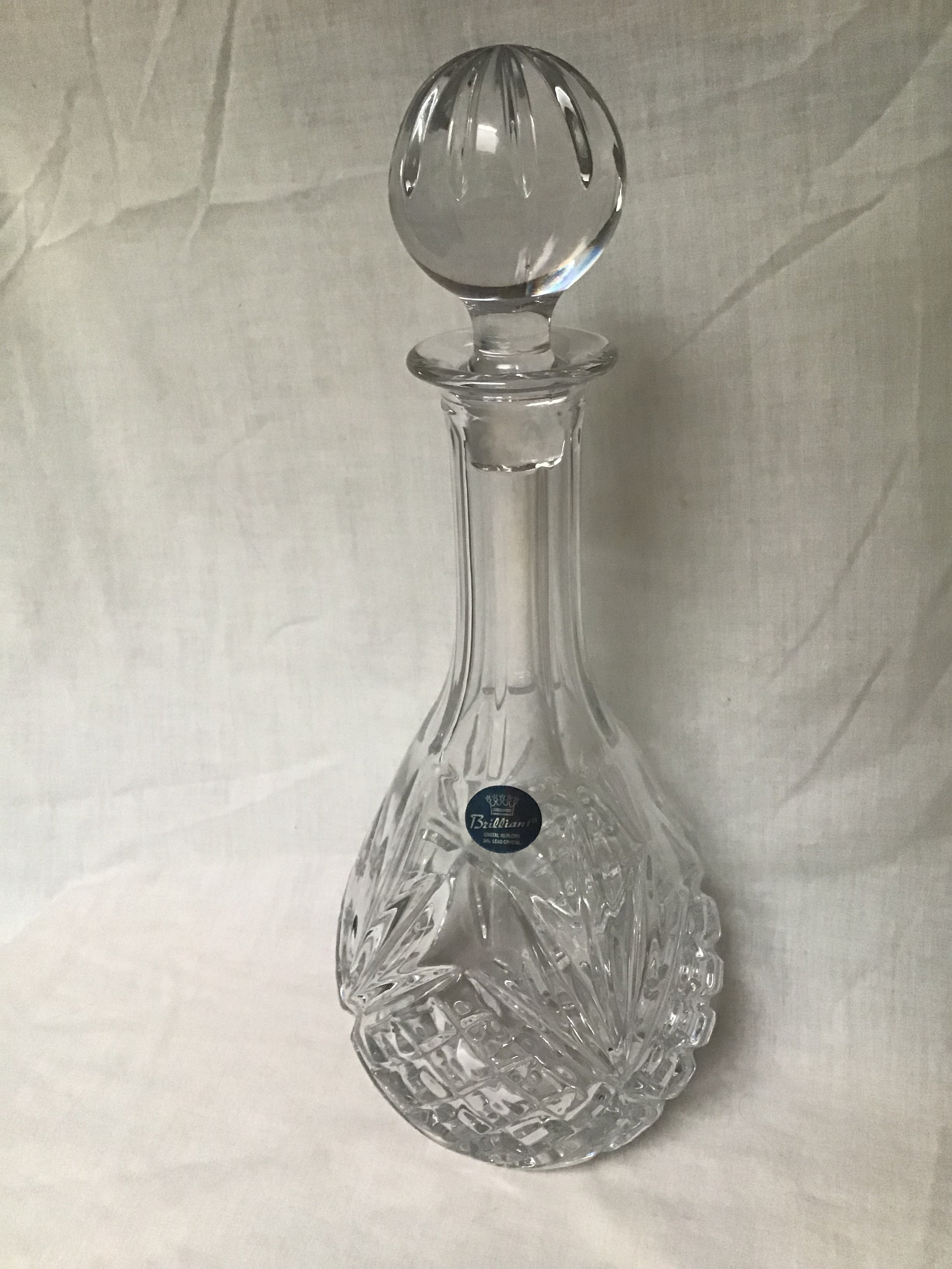 Vintage Atlantis Cut Crystal Glass Wine Decanter With Stopper, Signed, 11  1/4 Tall, Wine Carafe 