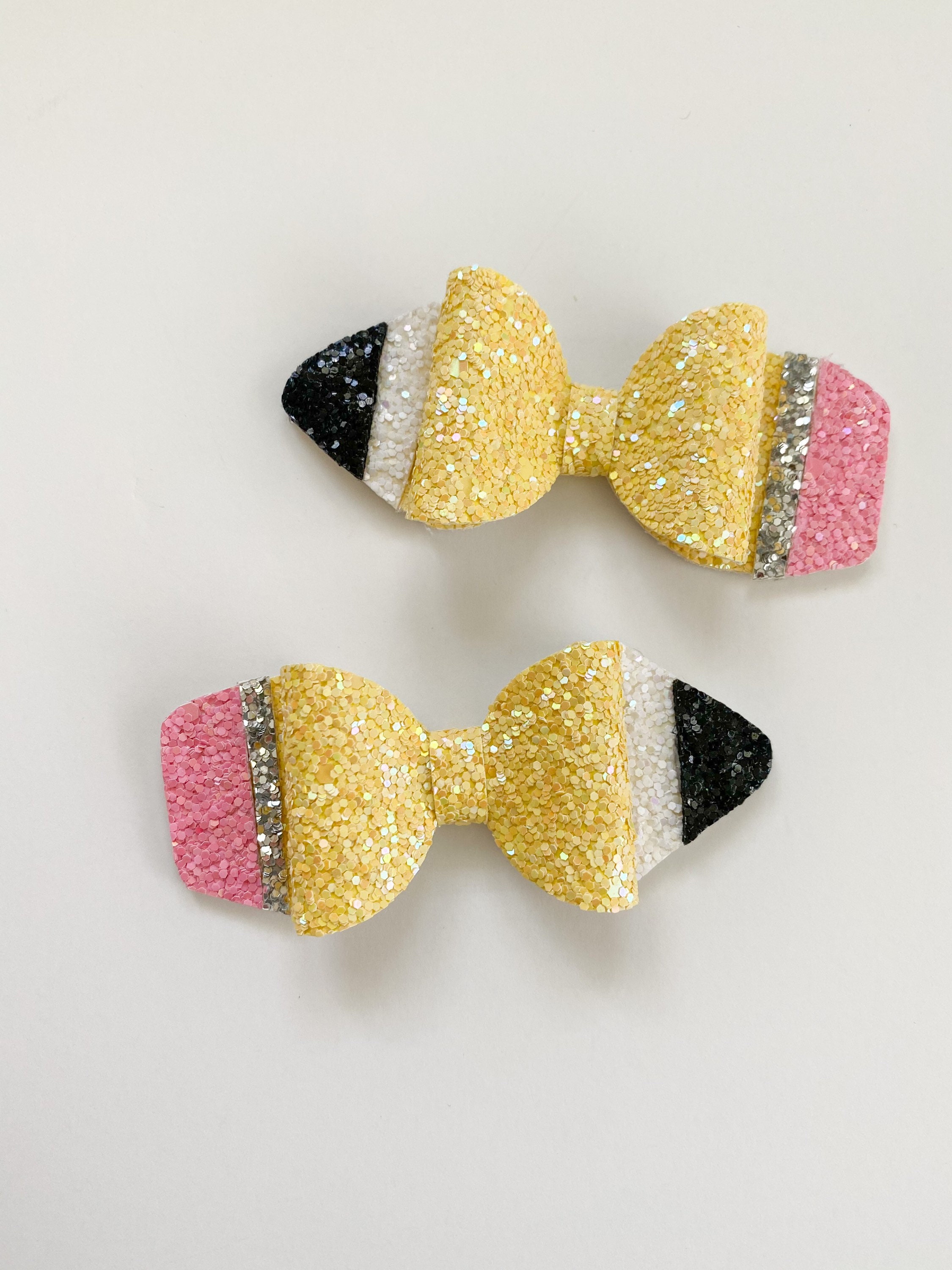 Back to School Bows, Pencil Bow, pig tail bows, pencil pig tail bows,…