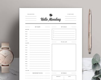Minimalist Daily Planner Printable: A4, A5, US Letter (Instant Download)