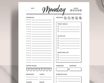 Weekly Planner Printable: Daily Productivity Tracker (A4, A5, US Letter)