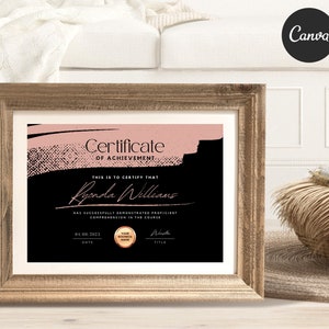 Certificate Of Completion Template, Printable CANVA Certificate, Editable Training Certificate Template, Certificate of Achievement - C004