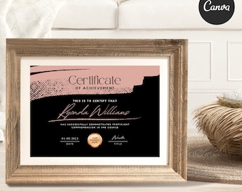 Editable Certificate of Completion Template: Modern Design (CANVA)