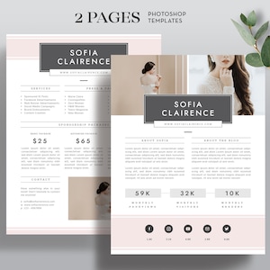 Media Kit Template 2 Page, Blogger Media Kit, Media Press Kit Template, Electronic Press Kit, Photoshop Ms Word - INSTANT DOWNLOAD BM003