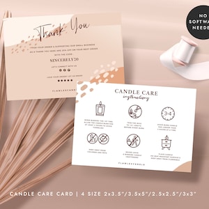 Editable Candle Care Card Template, Printable Care Guide Card Template, Editable Candle Instruction Card Template - CORJL LA086 (Jaipur)