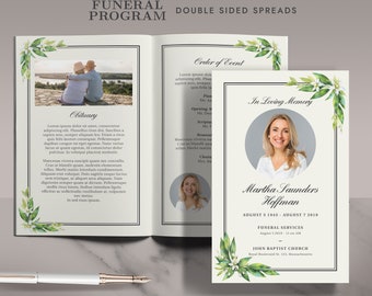 Afdrukbaar sjabloon voor begrafenisprogramma: minimalistische doodsbrief (directe download)