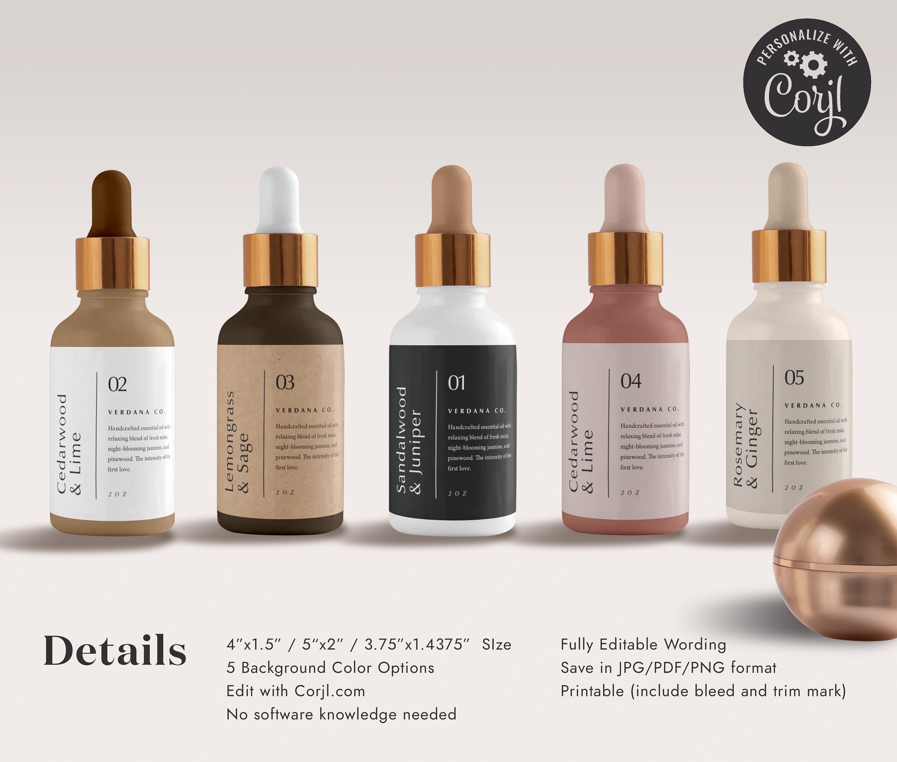 Editable Dropper Bottle Label Template: DIY Essential Oil Label (CORJL ...