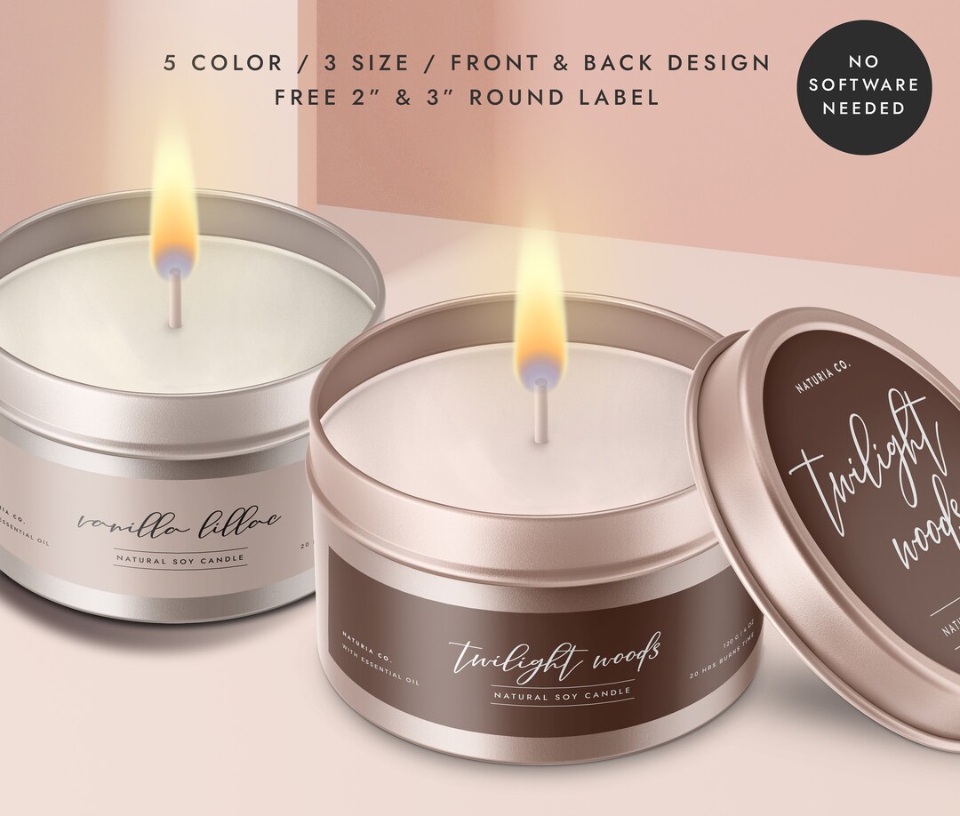 Tin Candle Label Template , Custom Product Label Design, Editable