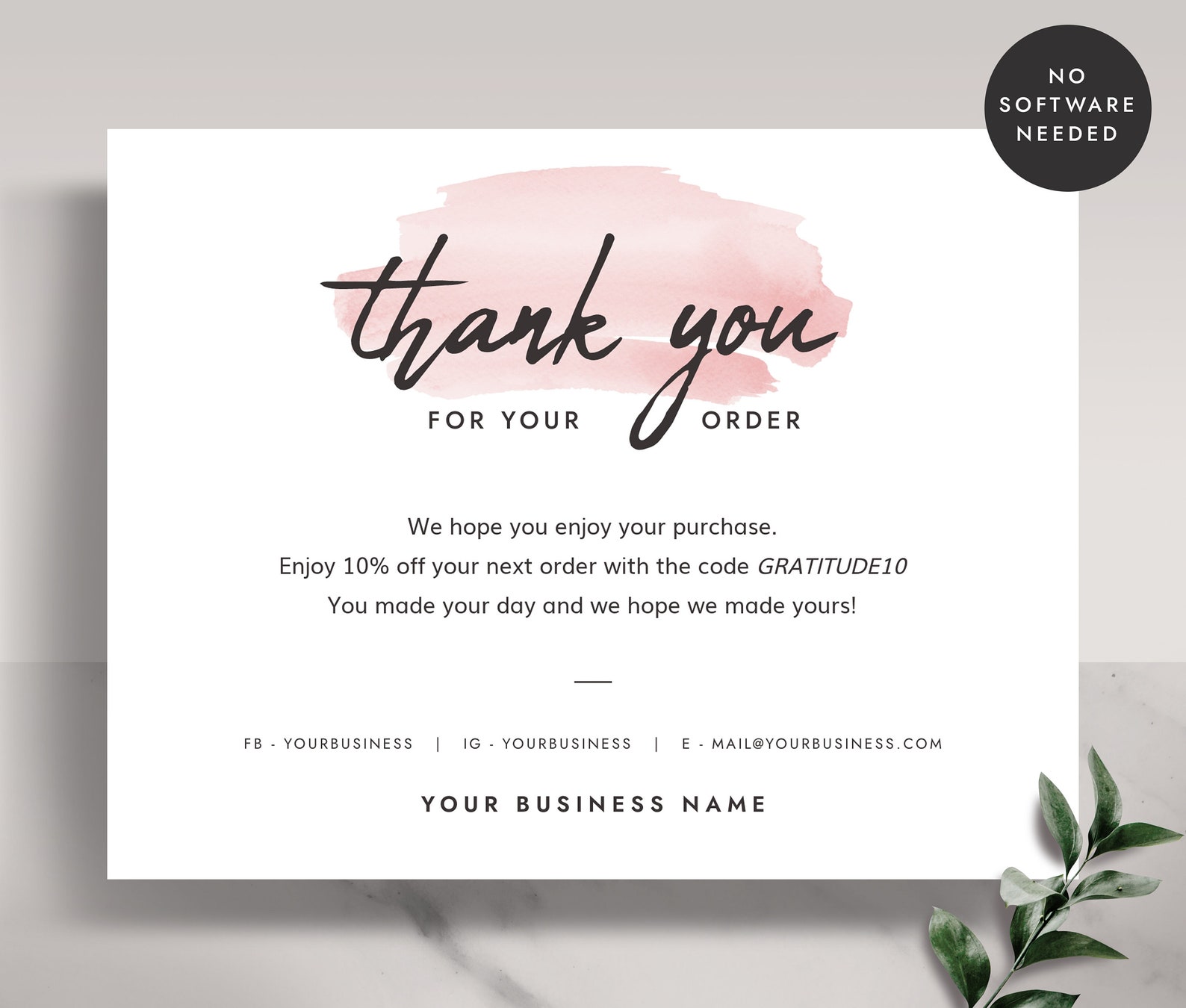 Printable Thank You for Your Order Card Business Thank You - Etsy