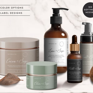 Skin Care Product Label Package Set, Dropper Bottle Label, Cleanser Bottle Label, Pump Serum Label, Jar Label Template - CORJL LA036 (Lagos)