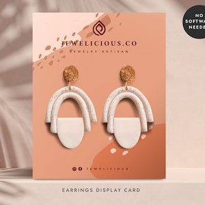 Earring Display Card Template, Custom Editable Jewelry Display Cards, Minimal Earrings Tags,Earring Package Templates - CORJL LA087 (Jaipur)