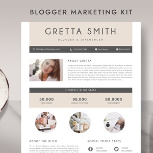 Media Kit Template 3 Pages, Blogger Media Kit, Media Press Kit Template, Electronic Press Kit, Photoshop Ms Word - INSTANT DOWNLOAD BM005