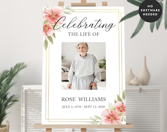 Editable Funeral Welcome Sign: Celebration of Life Decoration (CORJL)