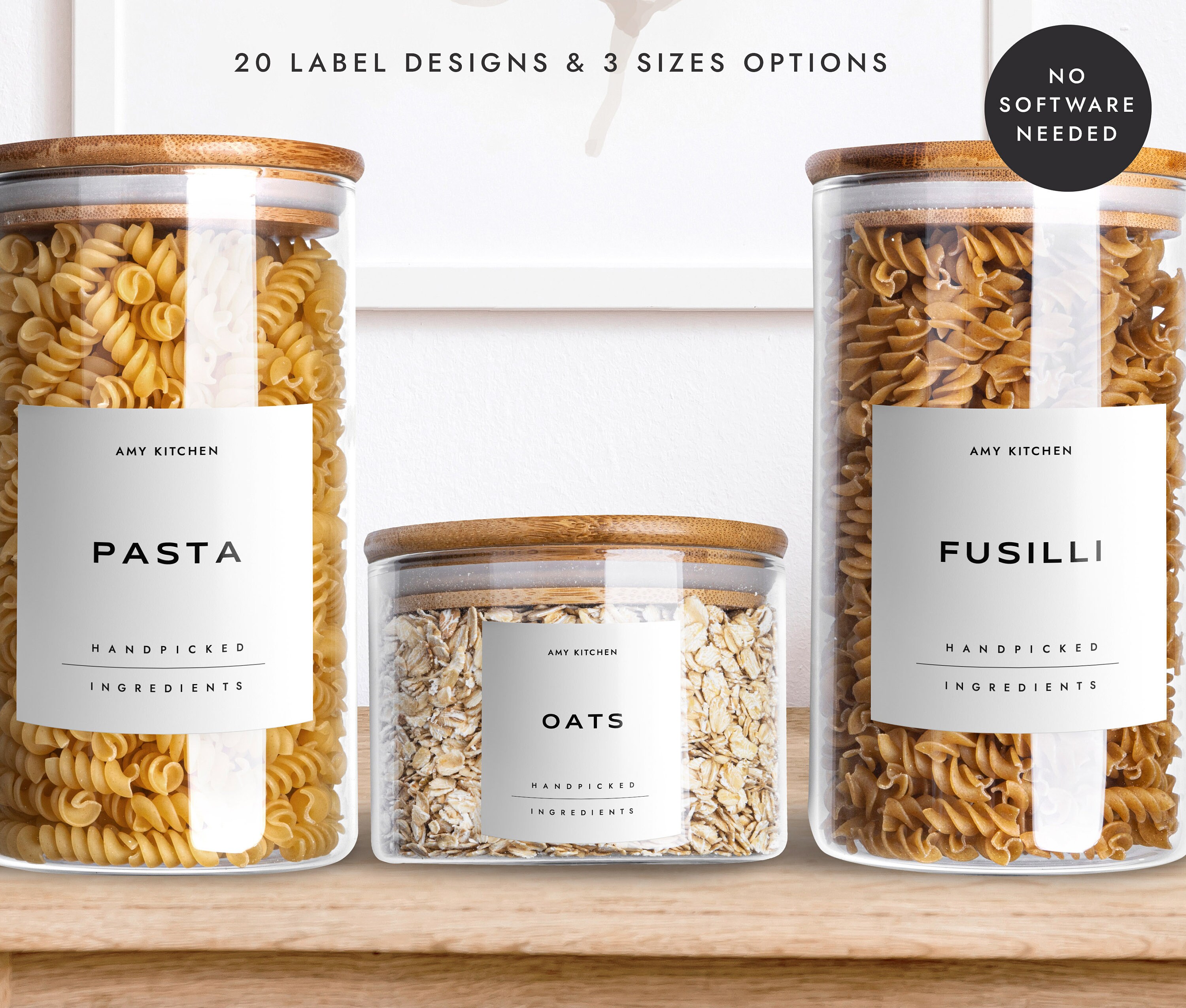 Pantry Label Sticker Template, Printable Pantry Labels, Minimalist Kitchen Organize Labels, Editable Pantry Sticker - CORJL LA097 (Oslo)