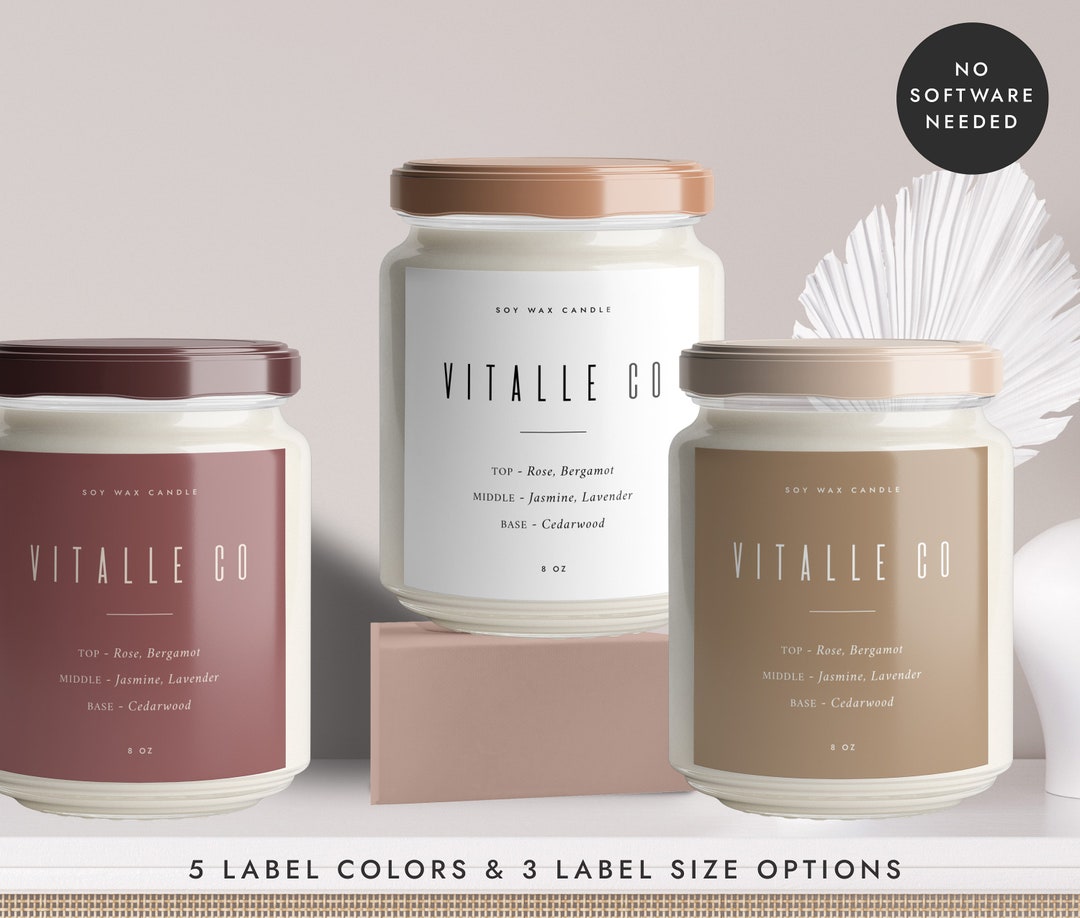 Candle Sticker, Custom Product Label Design, Editable Candle Branding ...