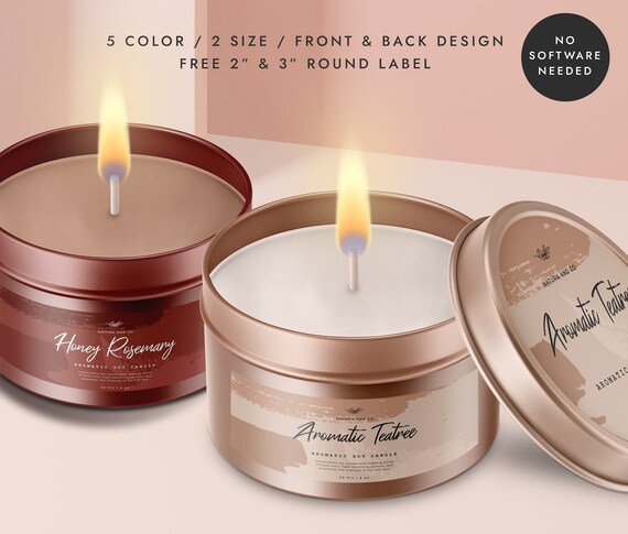 Tin Candle Label Template , Custom Product Label Design, Editable