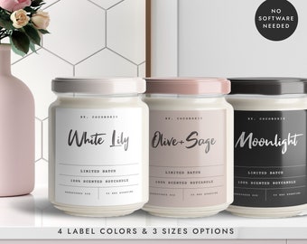 Candle Sticker Label, Custom Product Label Design, Editable Candle Branding, DIY Label Square, Label Soy Candle - CORJL LA007 (Vienna)