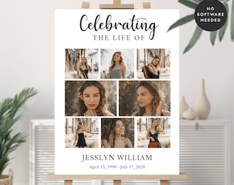 Editable Funeral Welcome Sign: Celebration of Life Decoration (CORJL)