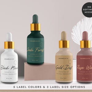 Editable Dropper Bottle Label, Editable Bottle Label, DIY Label Essential Oil, Custom Label Dropper Template - CORJL LA024 (Malmo)