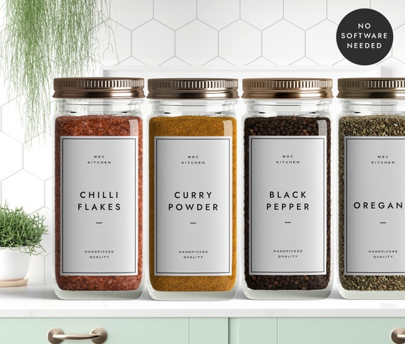 Spice Jar Label Template, Printable Seasoning Stickers, DIY Herbs