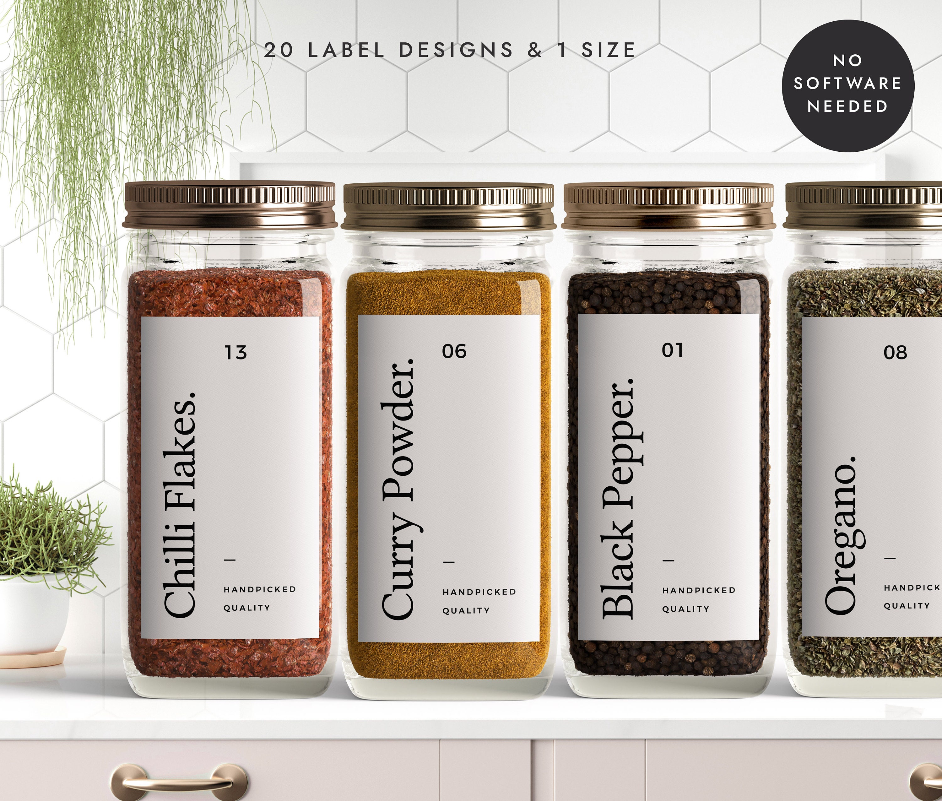 Spice Jar Label Template 3 Sizes Minimalist Pantry Printable EDITABLE  TEMPLATE 004 089 (Download Now) 