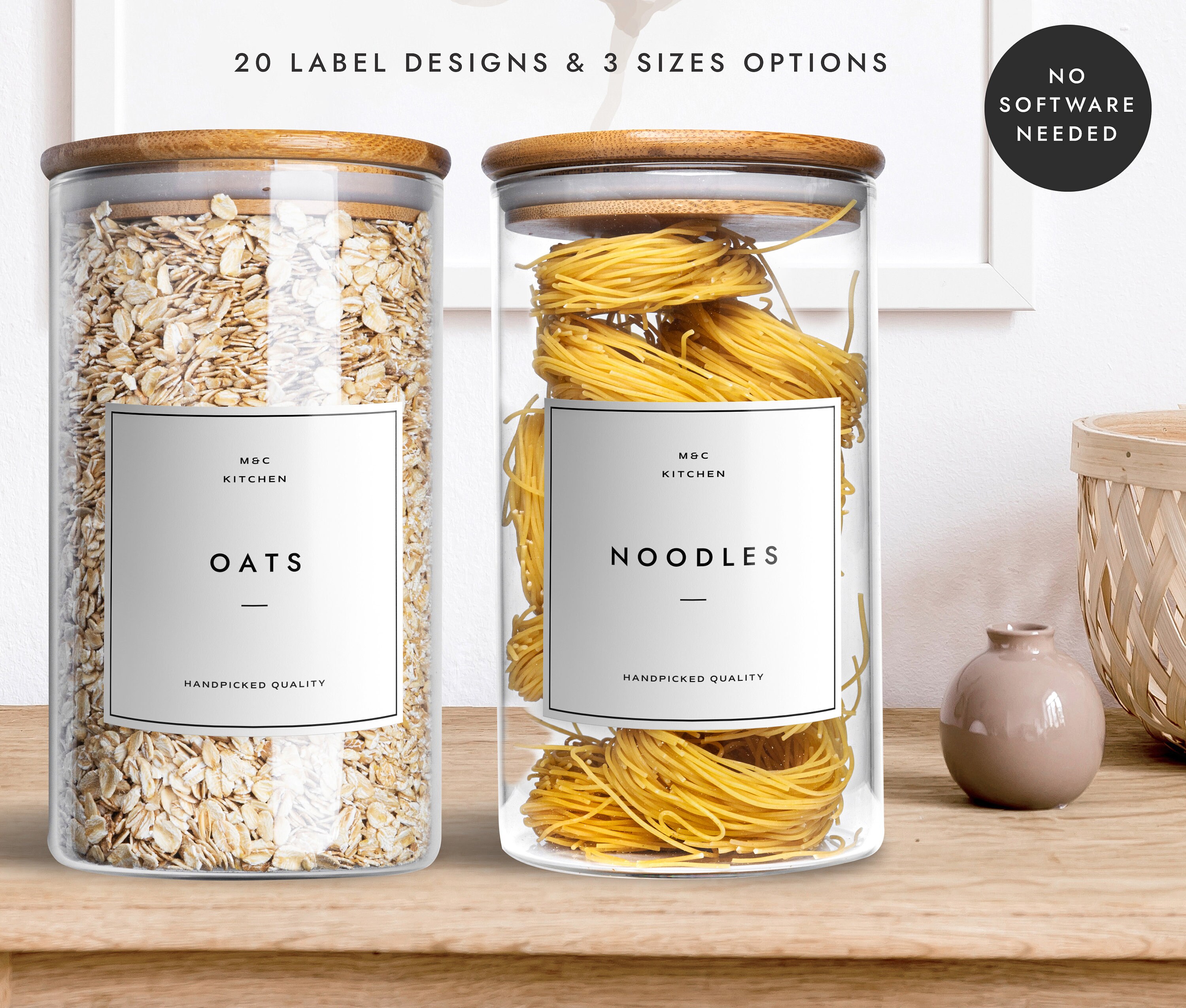 Minimalist Pantry Label Sticker Template: Editable Kitchen Organization ...