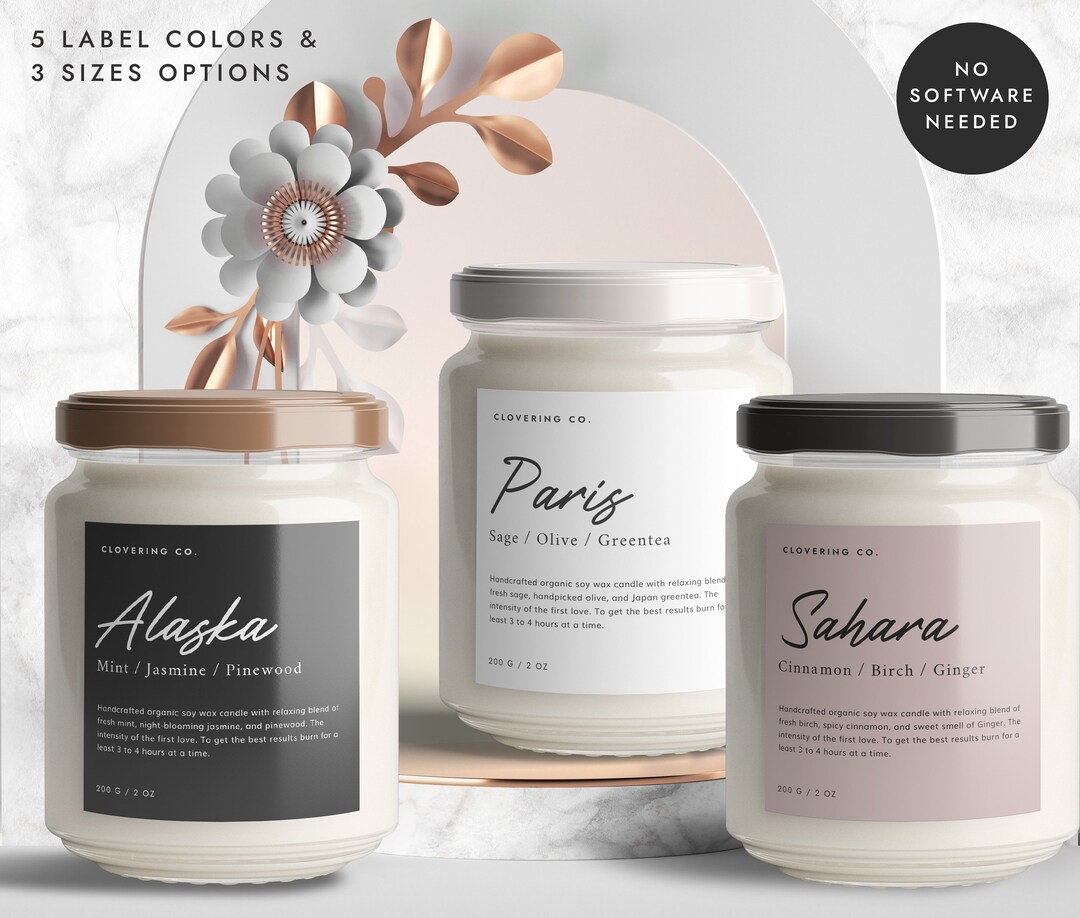 Candle Sticker, Custom Product Label Design, Editable Candle Branding ...