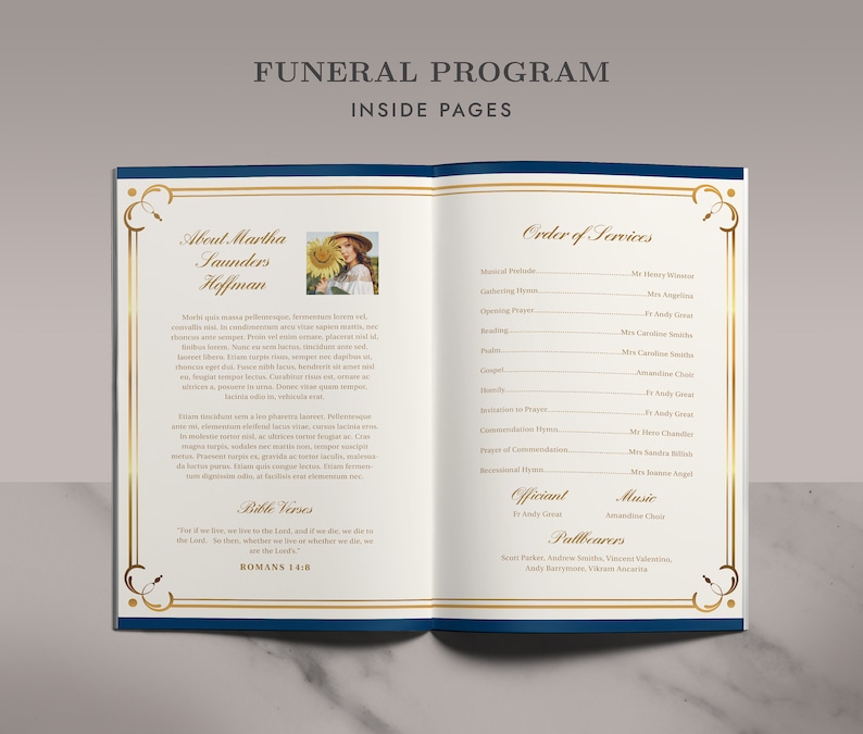 Printable Funeral Program Word Template 2memorial Photoshop - Etsy