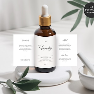Editable Bottle Label, DIY Label Essential Oil, Custom Label Dropper Template, Customizable Sticker Label Design - CORJL LA003 (Malta)