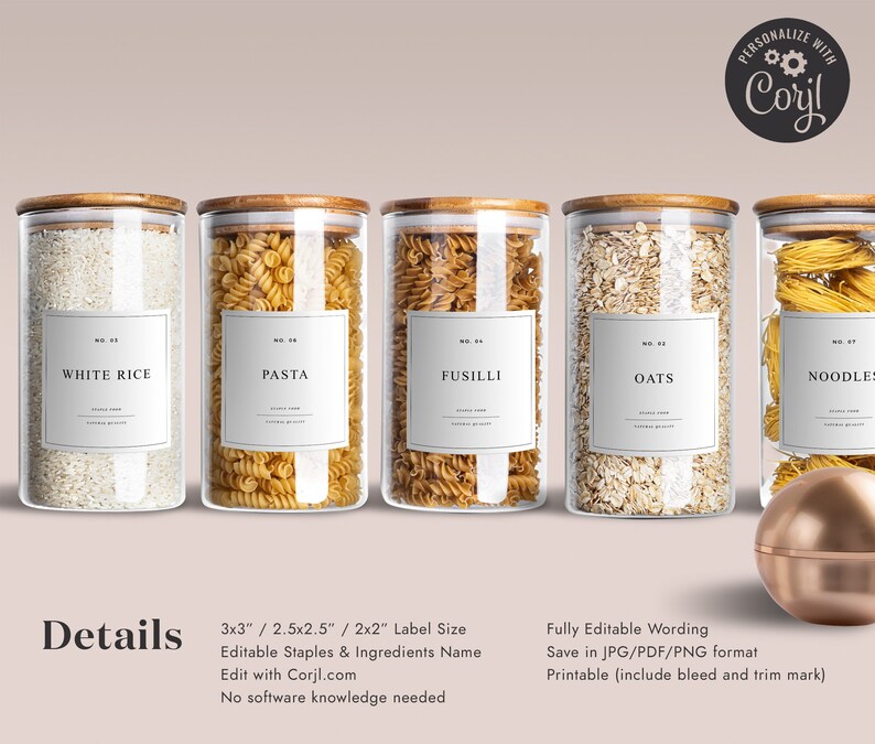 Pantry Label Sticker Template Printable Pantry Labels Etsy