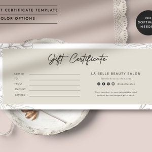 DIY Gift Certificate Template, Gift Voucher Certificate, Printable Voucher Template, Editable Gift Card Template-CORJL GC002 (Florence)