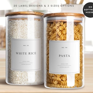 Pantry Label Sticker Template, Printable Pantry Labels, Minimalist Kitchen Organize Labels, Editable Pantry Sticker - CORJL LA063 (Atlanta)