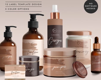 Product Label Bundle Set Template, Candle Sticker Label, Soap Label, Pump Bottle Label Template, Jar Label Template - CORJL LA061 (Prague)